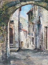 Tableau Ancien 12F 61x50 Raoul  Vue De Vence Alpes Maritime 