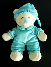 P. DOUDOU PELUCHE GIPSY OURS BABY BEAR Bleu blanc bonnet 29 cm - ETAT NEUF*