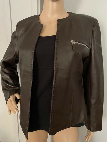Spencer en cuir noir - , bords