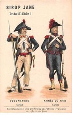 Chromos.AM13572.Sirop Jane.10x6 cm environ.Transformation uniformes armée Fra