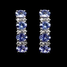 Petites boucles argent 925 plaquè or blanc 14k véritable tanzanites et CZ 