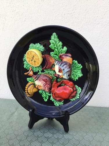Assiette murale barbotine - assiette, murale,