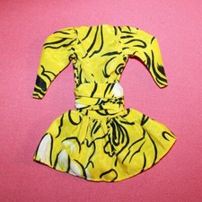 Robe jaune et noire poupée Barbie Beverly Hills Mattel vintage