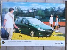 Affiche Peugeot 206 Roland Garros  PLV de Garage Affiche originale d'Epoque   