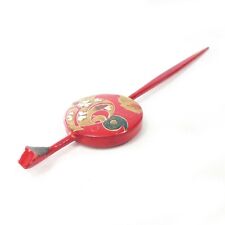 Épinglette De Mariée En Bois Rouge Kanzashi Kimono Japonais Antique Vintage