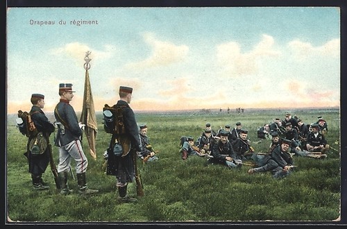 Cpa drapeau régiment - drapeau,