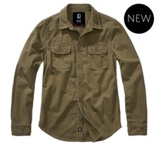 Brandit Chemise Femme Vintage à Manches Longues Sur Sizes Vert Olive