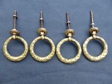 4 poignées anneaux rosaces D. 5 cm laiton doré décorée tiroirs commode ancienne