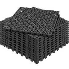 VEVOR 12PCs Dalles de Jardin Piscine 30x30x1,5 cm Dalle Clipsable Ajourée Noir