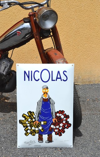 Plaque émaillée vin - plaque, nicolas