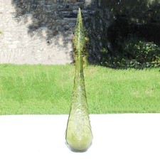 Carafe italienne en verre d'Empoli vintage décor fleurs 58 cm