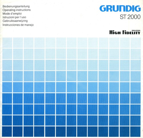 Mode emploi grundig tuner - tuner, st
