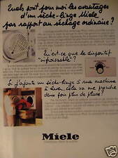 PUBLICITÉ 1981 MIELE SÉCHE LINGE INVESTISSEZ DANS LA QUALITÉ - ADVERTISING