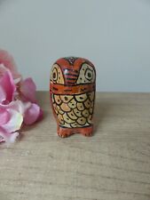 Rare figurine chouette marocaine en poterie colorée, sculpture chouette vintage