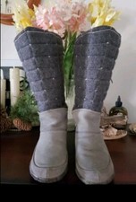 Cushe Quilt Womens Winter Waterproof Boots Shoes US 5 Gray Suede New Like 