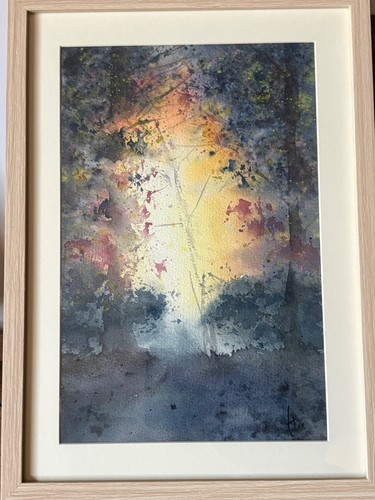 Cadre aquarelle forêt - aquarelle,