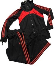 ENSEMBLE SURVETEMENT ADIDAS  FEMME TAILLE FR 40  NOIR BANDE ROUGE SUPER ETAT