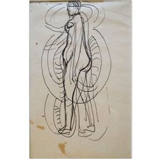 TAL COAT Pierre (1905-1985) "Profil" Encre/Papier - Signée+Monogramme, encadrée