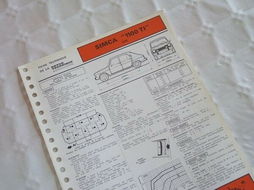 Fiche technique simca - simca, 1100ti