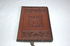 ANCIEN COUVRE LIVRE EN CUIR VÉRITABLE CUIR LISEUSE