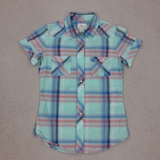 Chemise Western Carreaux Slim Femme Levi's XS Vert Manches Courtes Pression