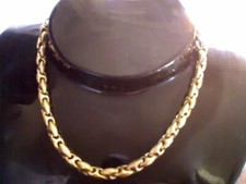 Chaine de 45 cm Grain de Café Bombée 7-5 mm Plaqué Or 