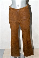 luxueux pantalon cuir marron femme AALLARD DE MEGÈVE taille 40 valeur 2500€