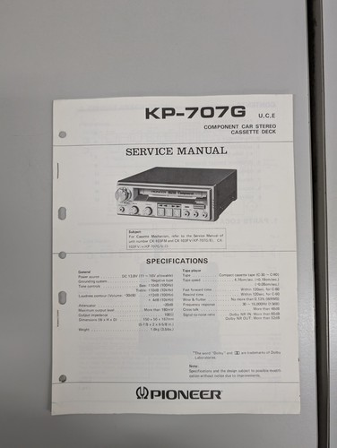 Pioneer 707g component car - pioneer,