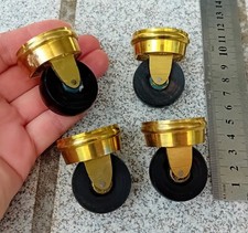 4 anciennes ROULETTES/ROUES/PIEDS de meubles en laiton, chaise, hauter 4,5cm