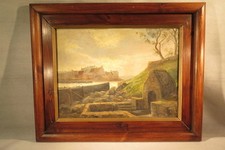 E.GAUFFRIAUD ANCIEN TABLEAU VUE DU PORT DE DINAN MARINE HUILE SUR TOILE BRETAGNE