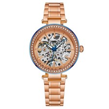 Montre Femme Stuhrling 4039 3 Automatique Squelette Cristal Accent Bracelet Rose