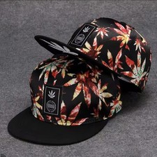 Snapback Casquettes De Base Ball Unisexe ,Réglable , Hip Hop , Feuilles Cannabis