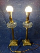 Jolie paire de lampes de chevets anciennes cristal et laiton " Réélectrifié "