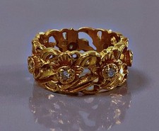 Bague or 14K Rose Gold Stuart Devlin Franklin Mint Eternity Ring With 7 diamonds