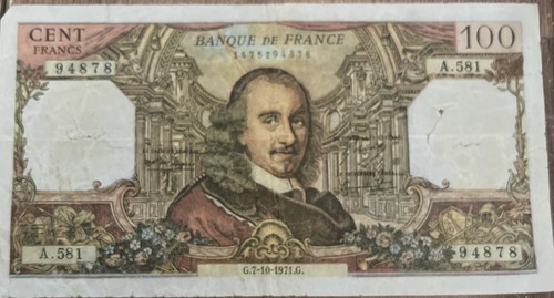 Billet banque français 100 - billet,