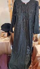 Superbe T40 robe longue noire de style 1930 Crêpe perlée Faite par couturière 