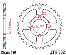 PIGNON ARRIÈRE JT 832 45 YAMAHA DT 50M '78-80, DT 50R '88-90 (83245JT)