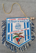 RARE Fanion Football OLYMPIQUE MARSEILLE OM V BENFICA Portugal Coupe Europe 1990