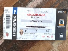  Ticket AS MONACO VS  RC LENS  2025 2026 LIGUE 1  BILLET ASM COLLECTION 