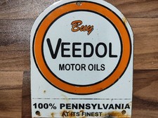 Plaque de signalisation en métal émaillé en porcelaine Veedol Motor Oils tail...
