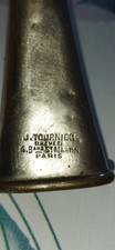 Ancienne corne chasse laiton chromé, trompette battue, trompe d'appel Tournier