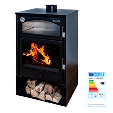 Poêle à bois ASTON avec four en acier inoxydable - poêle 13,1 kW - design mod...