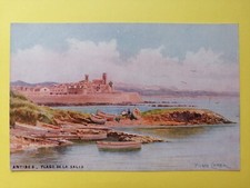 cpa 1920 Illustration Aquarelle signée Pierre COMBA Plage de la SALIS à ANTIBES