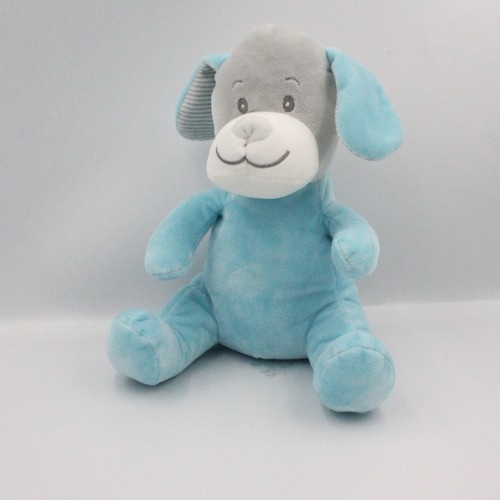 Doudou chien bleu gris - , rayé