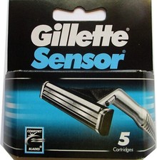 Pack 5 Lames ORIGINAL GILLETTE SENSOR Recharges Rasoir Rasage Homme * VINTAGE *