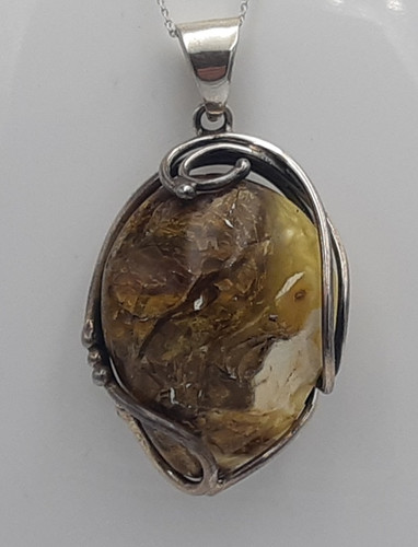 Pendentif ambre unique 925 - pendentif,