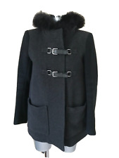 MAJE - MANTEAU/DUFFLE COAT " SALi "- LAINE / CACHEMIRE - TAILLE 38fr - GRIS/NOIR