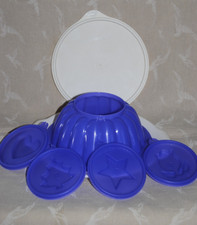 ?TUPPERWARE Moule à Charlotte Complet Plat Couvercle Fond 7 Pièces Ø 20 cm Bleu