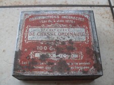 BOITE D ORIGINE EN TÔLE  " POUDRE DE CHASSE ORDINAIRE  " fin 1800 début 1900