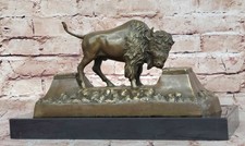 Art Déco Russell Américain Artiste Buffalo Bison Bronze Fonte Sculpture Figurine
